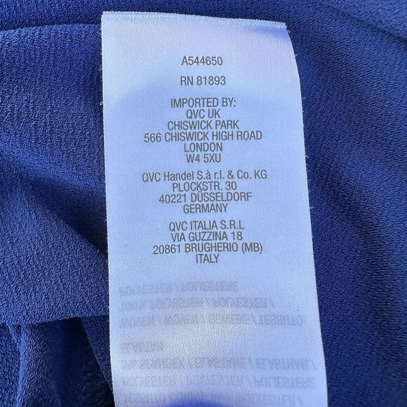 Susan Graver Liquid Knit Top Size L Blue Off White Contrast Cuff Flowy Stretch - Picture 8 of 13